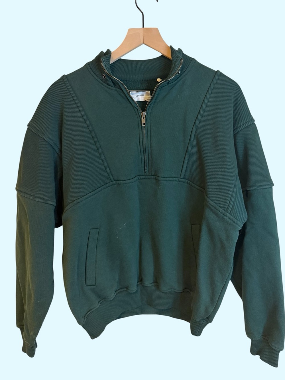 Joah Brown Retro Half Zip Jade Green S/M